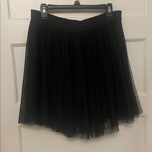 Charlotte Russe Black Tulle Mini Riffled Skater Skirt